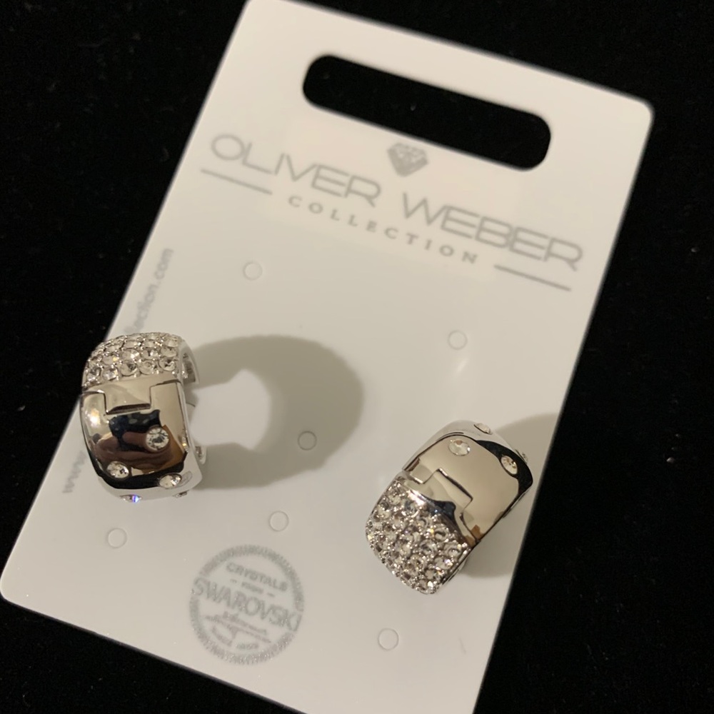 BRAND NEW - Oliver Weber Silver/Swarovski Hoop Earrings